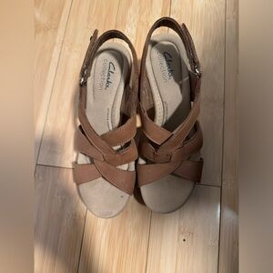 Clark’s wedges, brown. Barely worn, looking for new home!